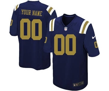Youth New York Jets Customized Navy Blue Alternate Football Jersey