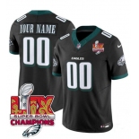 Men's Philadelphia Eagles Active Player Custom Black 2025 Eagles Logo Super Bowl LIX Patch New F.U.S.E. Vapor Limited Football Stitched Jersey