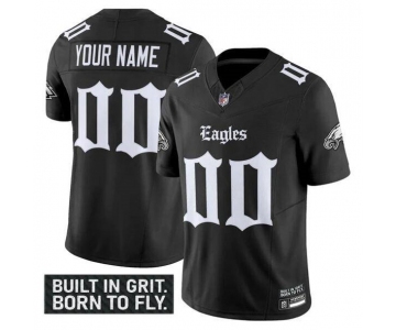 Men's Philadelphia Eagles Active Player Custom Black 2025 F.U.S.E. 'Gothic Philly Edition' Vapor Limited V2 Football Stitched Jersey