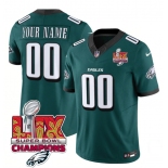 Men's Philadelphia Eagles Active Player Custom Green 2025 Eagles Logo Super Bowl LIX Patch New F.U.S.E. Vapor Limited Football Stitched Jersey