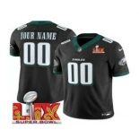 Men's Philadelphia Eagles Customized Black 2025 Super Bowl LIX FUSE Vapor Limited Jersey