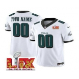 Men's Philadelphia Eagles Customized White 2025 Super Bowl LIX FUSE Vapor Limited Jersey