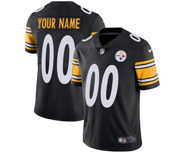 Men's Pittsburgh Steelers Customized Black Team Color Vapor Untouchable Custom Limited Football Jersey