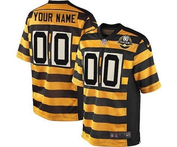 Men's Pittsburgh Steelers Customized Yellow Black Alternate 80TH Anniversary Throwback Elite Football Jersey