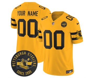 Men’s Pittsburgh Steelers Throwback 1933 Patch yellow Vapor Limited All Stitched Jersey