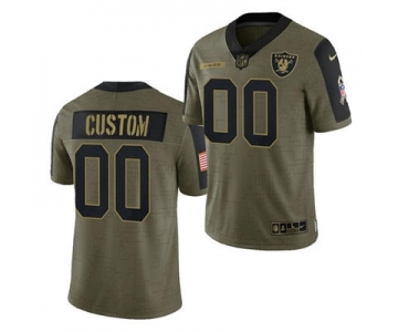 Men's Las Vegas Raiders ACTIVE PLAYER Custom 2021 Olive Salute To Service Limited Stitched Football Jersey