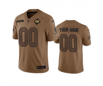 Men's Green Bay Packers Active Player Custom Brown 2023 Salute To Service Limited Stitched Jersey