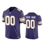 Men's Minnesota Vikings Active Player Custom Purple 2023 F.U.S.E. Throwback Vapor Limited Stitched Football Jersey