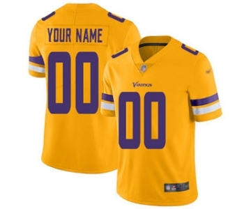 Men's Minnesota Vikings Customized Gold Stitched Football Limited Inverted Legend Jersey