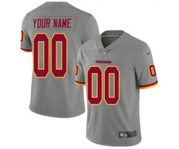 Men's Washington Redskins Customized Gray Stitched Football Limited Inverted Legend Jersey
