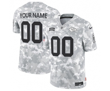 Men's Kansas City Chiefs Active Player Custom 2024 F.U.S.E Arctic Camo Salute To Service Limited Stitched Football Jersey