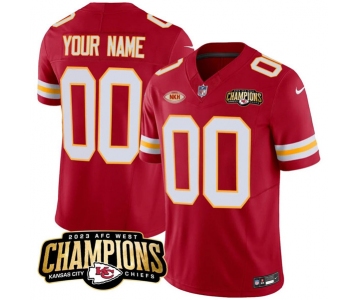 Men's Kansas City Chiefs Active Player Custom Red 2023 F.U.S.E. AFC West Champions With NKH Patch Vapor Untouchable Limited Football Stitched Jersey
