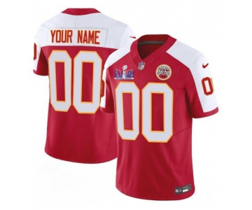 Men's Kansas City Chiefs Active Player Custom Red White 2024 F.U.S.E. Super Bowl LVIII Patch Vapor Untouchable Limited Football Stitched Jersey