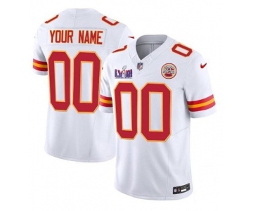 Men's Kansas City Chiefs Active Player Custom White 2024 F.U.S.E. Super Bowl LVIII Patch Vapor Untouchable Limited Football Stitched Jersey