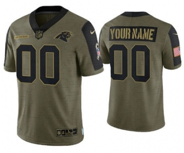 Men's Carolina Panthers ACTIVE PLAYER Custom 2021 Olive Salute To Service Limited Stitched Football Jersey