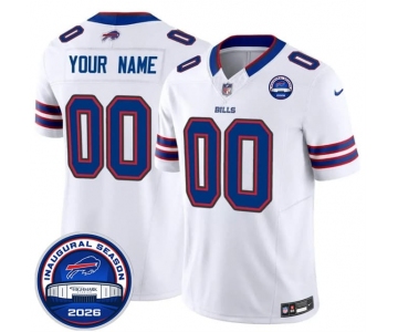 Men's Buffalo Bills Active Player Custom White F.U.S.E. 2026 Inaugural Season at Highmark Stadium Patch Football Stitched Jersey