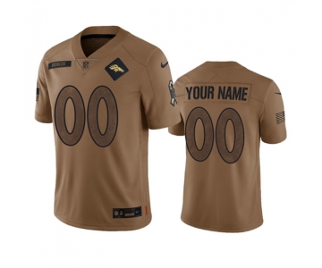 Men's Denver Broncos Active Player Custom 2023 Brown Salute To Service Limited Football Stitched Jersey