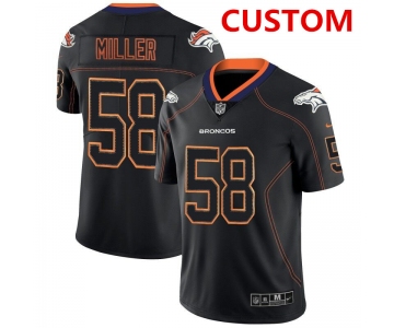 Men's Denver Broncos Custom NFL 2018 Lights Out Black Color Rush Limited Jersey