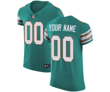 Men's Miami Dolphins Customized Aqua Green Alternate Vapor Untouchable Custom Elite Football Jersey