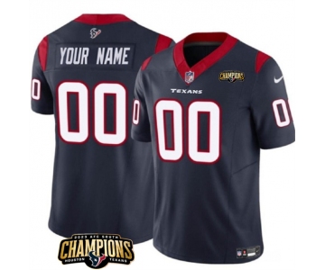 Men's Houston Texans Active Player Custom Navy 2023 F.U.S.E. AFC South Champions Patch Vapor Limited Football Stitched Jersey
