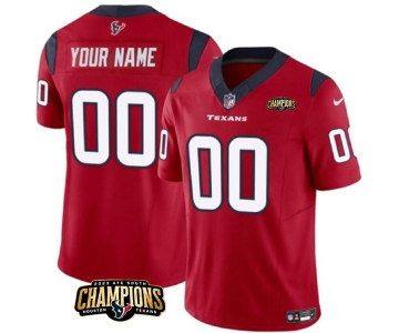 Men's Houston Texans Active Player Custom Red 2023 F.U.S.E. AFC South Champions Patch Vapor Limited Football Stitched Jersey