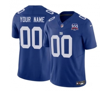 Men's New York Giants Active Player Custom Blue 2024 F.U.S.E. 100TH Season Patch Vapor Untouchable Limited Stitched Jersey