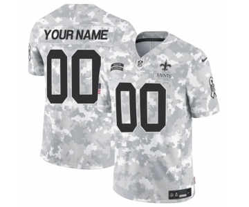 Men's New Orleans Saints Active Player Custom 2024 F.U.S.E Arctic Camo Salute To Service Limited Stitched Football Jersey