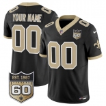 Men's New Orleans Saints Active Player Custom Black F.U.S.E. 60th Anniversary Patch Vapor Limited Football Stitched Jersey