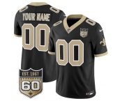 Men's New Orleans Saints Active Player Custom Black F.U.S.E. 60th Anniversary Patch Vapor Limited Football Stitched Jersey Men's New Orleans Saints Active Player Custom Black F.U.S.E. 60th Anniversary Patch Vapor Limited Football Stitched Jersey