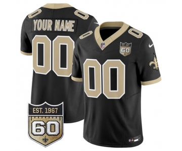 Men's New Orleans Saints Active Player Custom Black F.U.S.E. 60th Anniversary Patch Vapor Limited Football Stitched Jersey