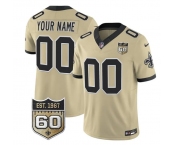 Men's New Orleans Saints Active Player Custom Gold F.U.S.E. 60th Anniversary Patch Vapor Limited Football Stitched Jersey Men's New Orleans Saints Active Player Custom Gold F.U.S.E. 60th Anniversary Patch Vapor Limited Football Stitched Jersey