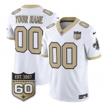 Men's New Orleans Saints Active Player Custom White F.U.S.E. 60th Anniversary Patch Vapor Limited Football Stitched Jersey Men's New Orleans Saints Active Player Custom White F.U.S.E. 60th Anniversary Patch Vapor Limited Football Stitched Jersey