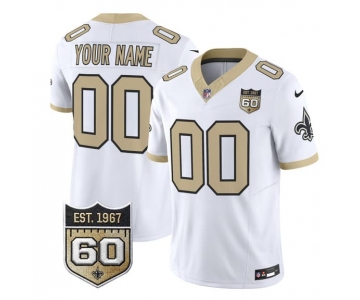 Men's New Orleans Saints Active Player Custom White F.U.S.E. 60th Anniversary Patch Vapor Limited Football Stitched Jersey
