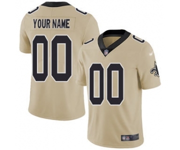 Men's New Orleans Saints Customized Gold Stitched Football Limited Inverted Legend Jersey