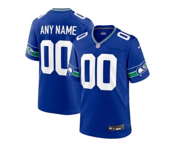 Men's Seattle Seahawks Active Player Custom Royal Throwback Football Stitched Game Jersey