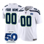 Men's Seattle Seahawks Active Player Custom White 2025 F.U.S.E. 50th Anniversary Patch Vapor Limited Stitched Jersey