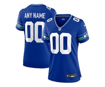 Women's Seattle Seahawks ACTIVE PLAYER Custom Royal Throwback Football Stitched Jersey(Run Small)