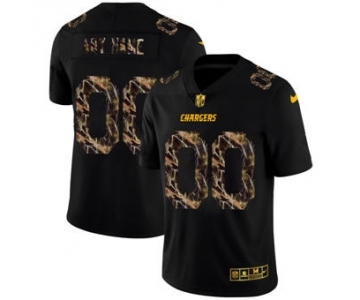 Men's Los Angeles Chargers Custom Black Flocked Lightning Vapor Limited Football Jersey