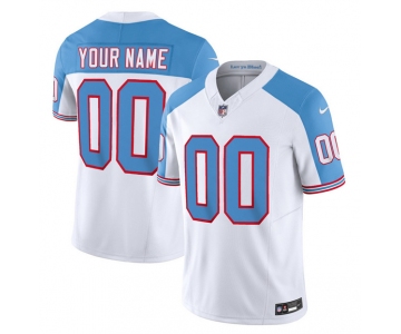 Men's Tennessee Titans Active Player Custom White Blue 2023 F.U.S.E. Vapor Limited Throwback Football Stitched Jersey