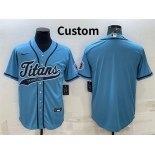 Men's Tennessee Titans Blank Blue With Patch Cool Base Stitched Baseball Jersey
