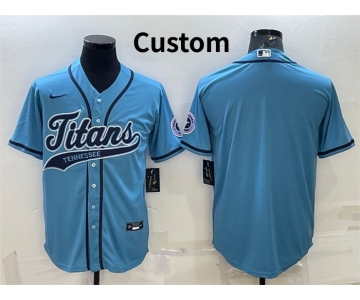 Men's Tennessee Titans Blank Blue With Patch Cool Base Stitched Baseball Jersey
