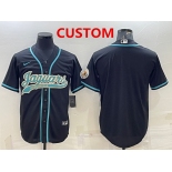 Men's Jacksonville Jaguars Custom Black With Patch Cool Base Stitched Baseball Jersey
