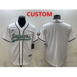 Men's Jacksonville Jaguars Custom White With Patch Cool Base Stitched Baseball Jersey