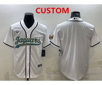 Men's Jacksonville Jaguars Custom White With Patch Cool Base Stitched Baseball Jersey