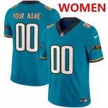 Women's Jacksonville Jaguars Active Player Custom Teal 2024 F.U.S.E. Prowler Throwback Vapor Limited Stitched Football Jersey