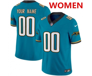 Women's Jacksonville Jaguars Active Player Custom Teal 2024 F.U.S.E. Prowler Throwback Vapor Limited Stitched Football Jersey