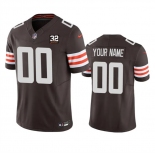 Men's Cleveland Browns Active Player Custom Brown 2023 F.U.S.E. With Jim Brown Memorial Patch Vapor Untouchable Limited Football Stitched Jersey