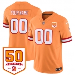 Men's Tampa Bay Buccaneers Active Player Custom Orange 2025 F.U.S.E. 50th Anniversary Patch Vapor Limited Football Stitched Jersey