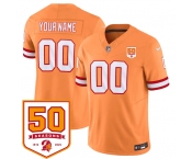 Men's Tampa Bay Buccaneers Active Player Custom Orange 2025 F.U.S.E. 50th Anniversary Patch Vapor Limited Football Stitched Jersey