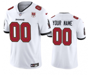 Men's Tampa Bay Buccaneers Active Player Custom White 2025 50th Anniversary Patch Vapor Untouchable Limited Football Stitched Jersey